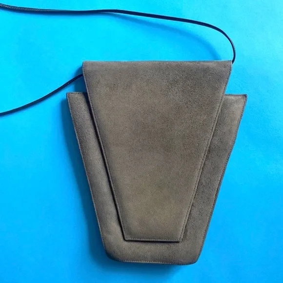 SOLD Charles Jourdan 80s does 20s Deco Vintage Suede Leather Purse Shoulder Bag - Picture 1 of 10